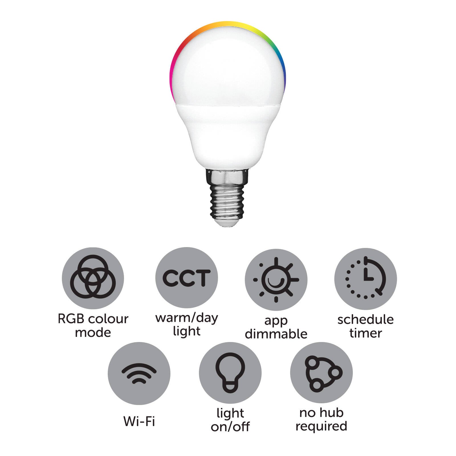 Arlec E14 LED 470lm 5.5W RGB Grid Connect Smart Fancy Round Globe (GLD364HA)