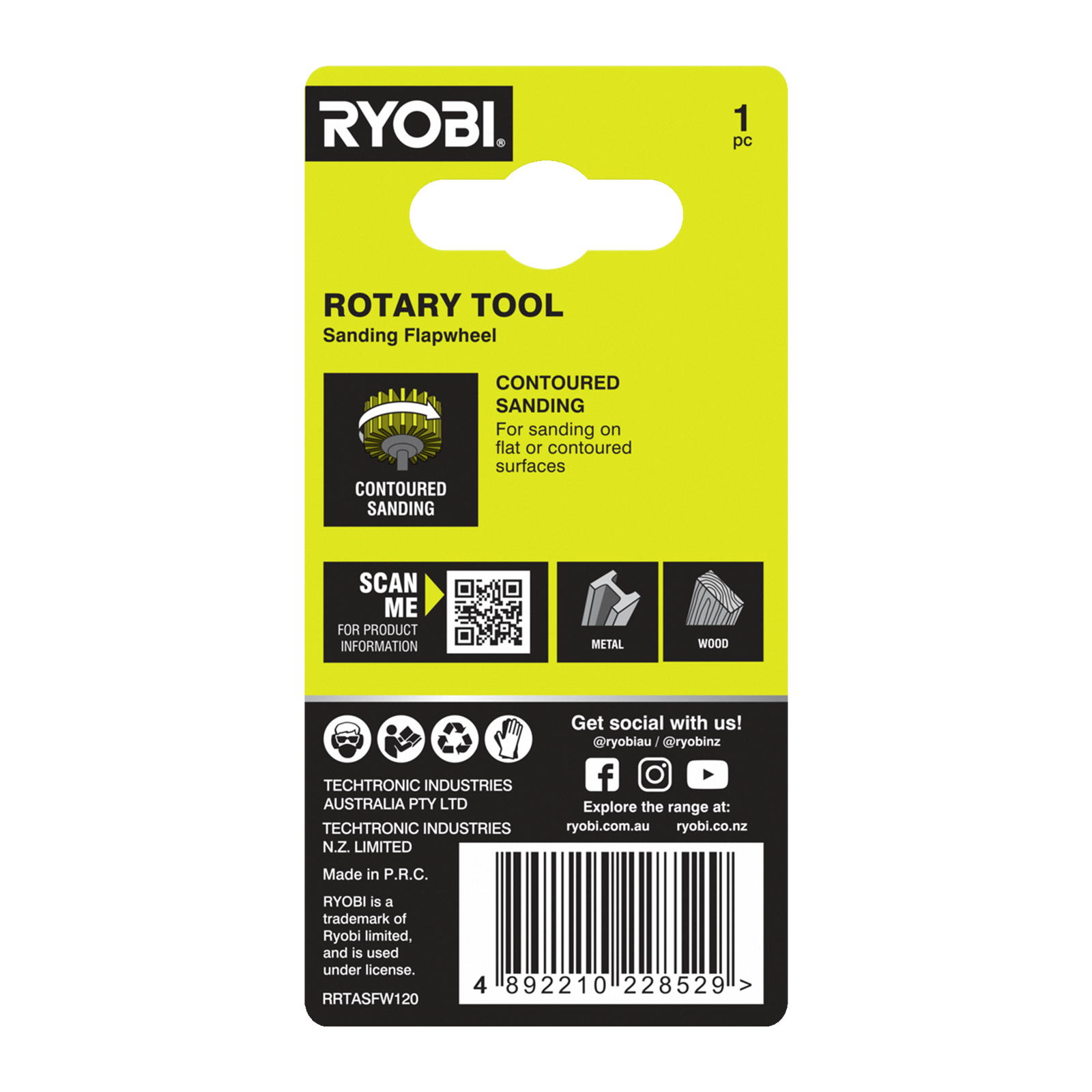 Ryobi 120 Grit Flap Wheel for Rotary Tools - Timber and Metal Sanding