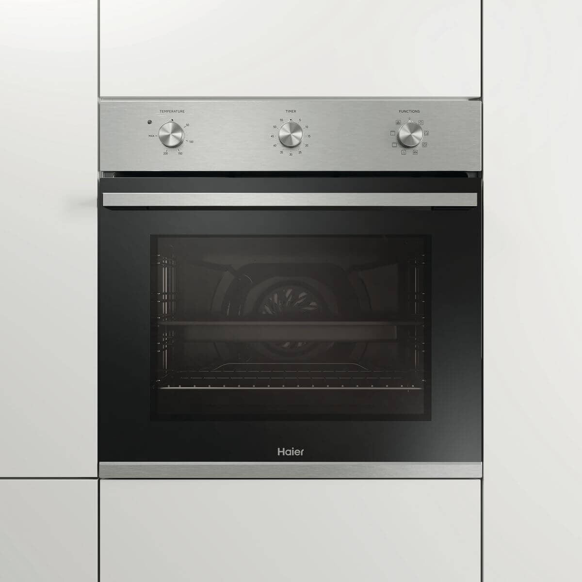Haier 60cm Multi Function Oven - 70L, Seven Functions, Stainless Steel, Triple Glazed Door - HWO60S7MX4