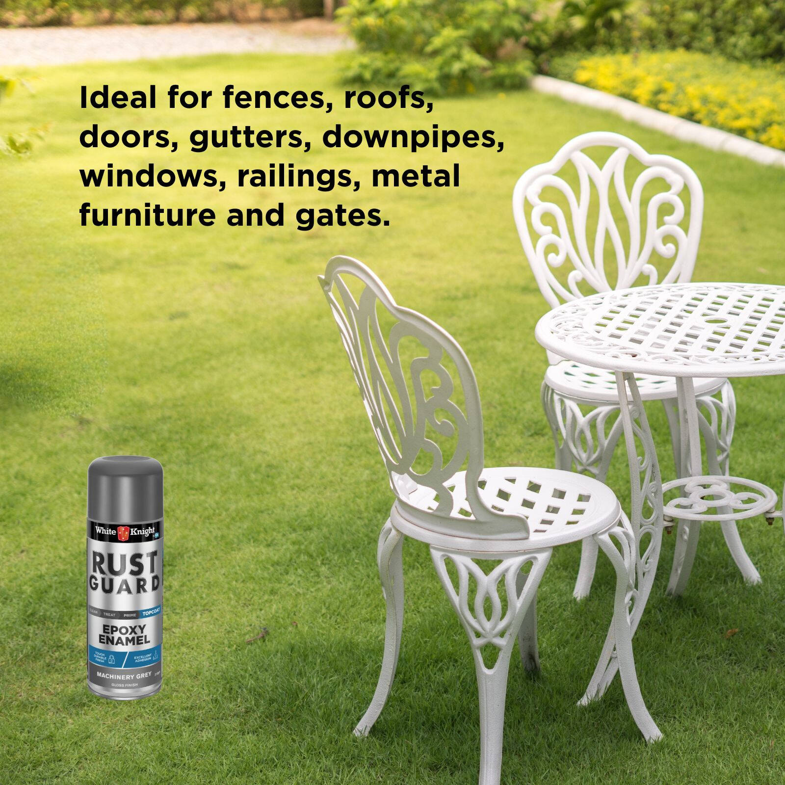 White Knight Rust Guard 310g Machinery Grey Gloss Epoxy Enamel Spray Paint