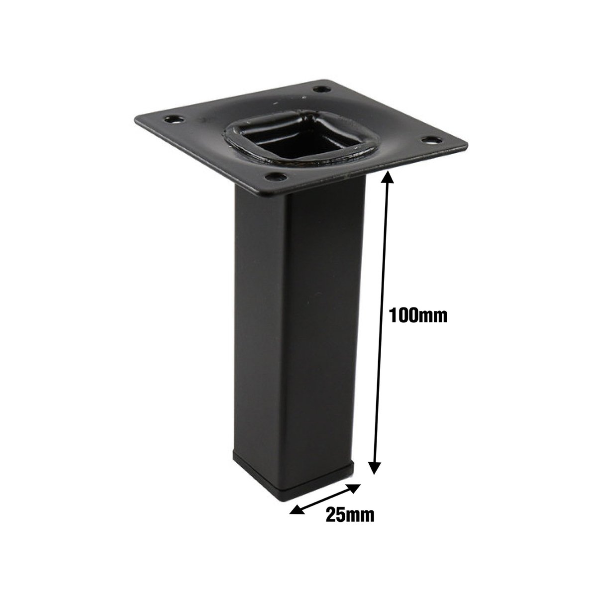 Adoored Furniture Leg - 100mm x 25mm x 25mm - Steel - Black Finish - SuperSaverAU - view 4