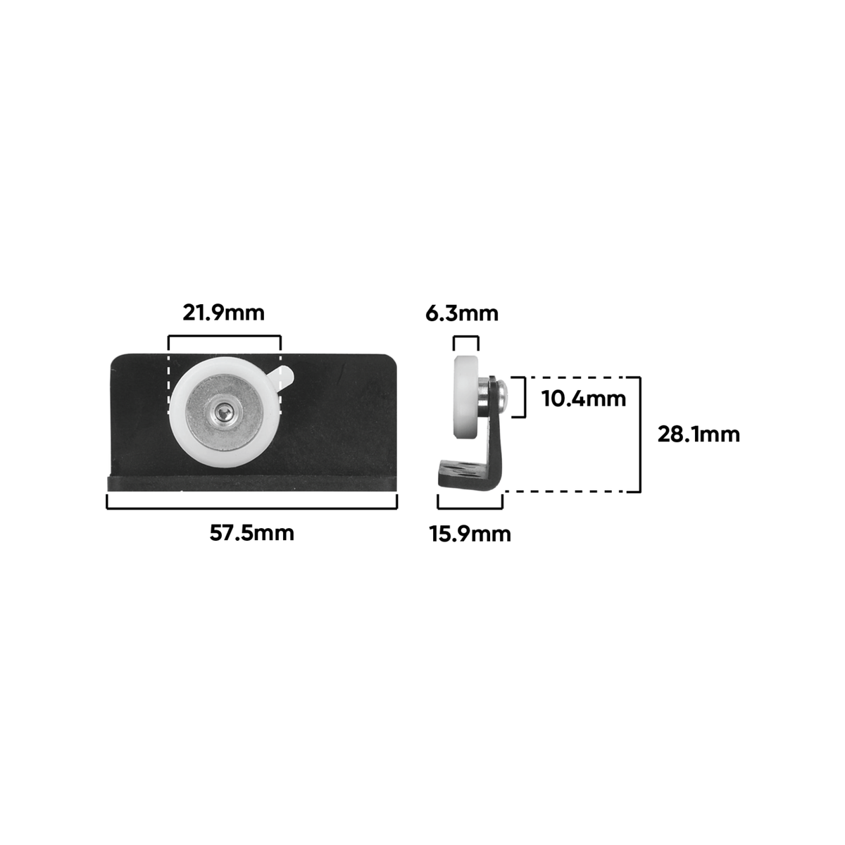 Rolltrak Adjustable Plastic Trolley - Acetal Roller - 58mm - Black - SuperSaverAU - view 2