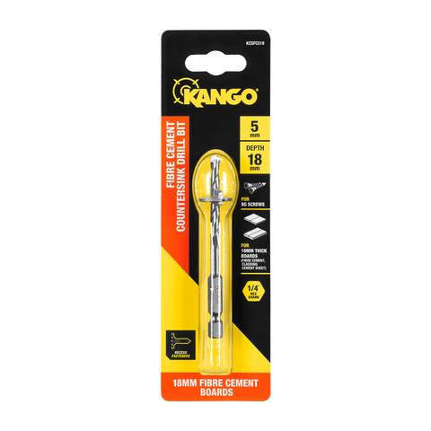 Kango 5 x 18mm Fibre Cement Countersink Drill Bit, 1/4" Hex Shank
