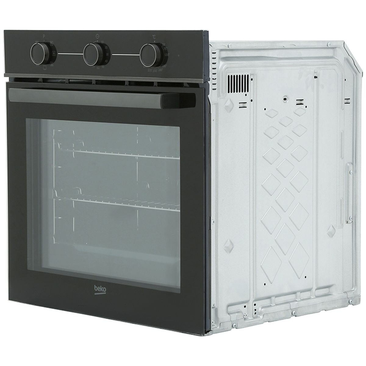 Beko 60cm Built-In Electric Oven - 85L Gross, Aeroperfect, Catalytic Liner, Black Glass - BBO6850MDX