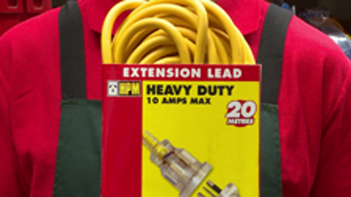 HPM 20m Heavy Duty Workshop Extension Lead, 3 Core 1.0mm 10A 240V Yellow R2820