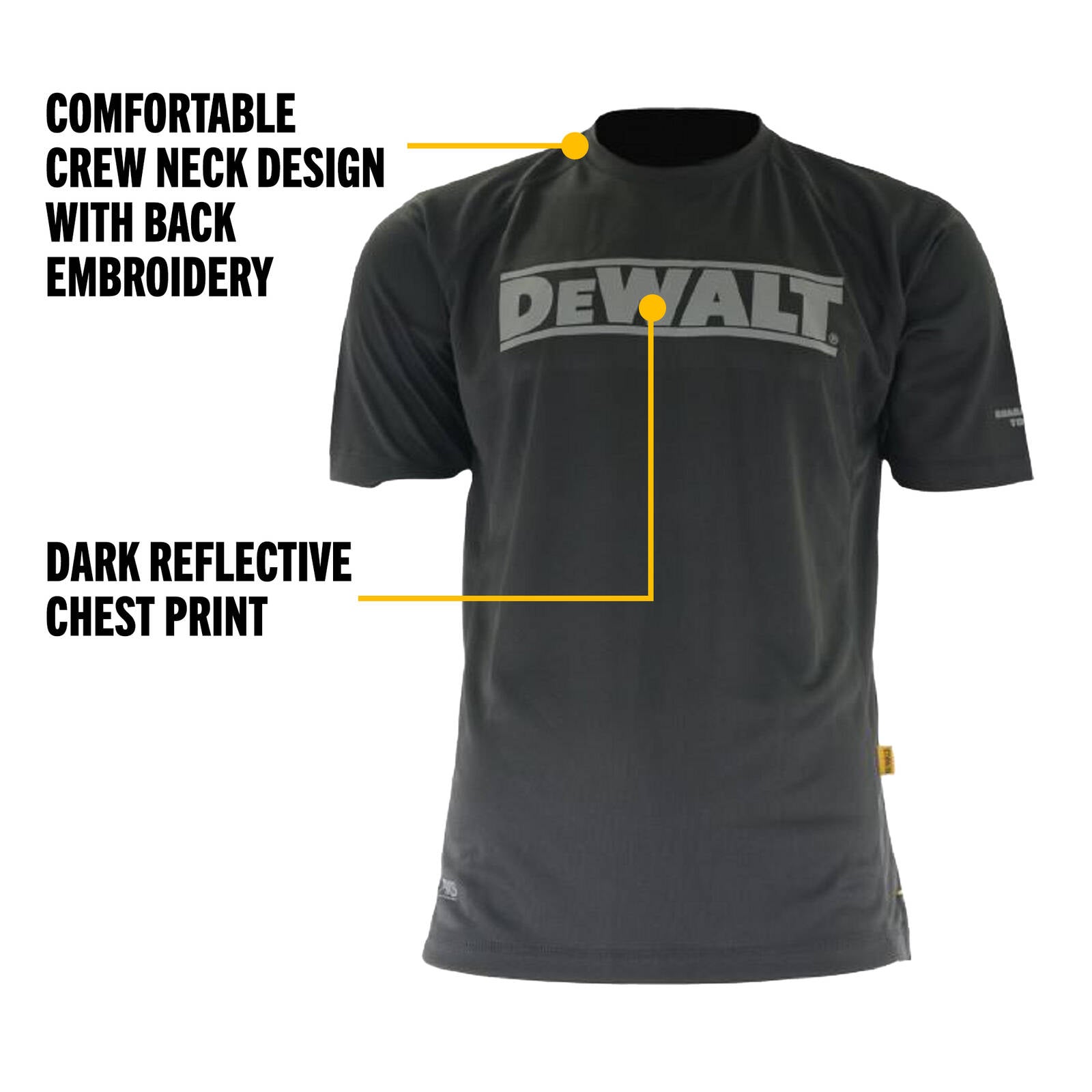 DeWALT Crew Neck T-Shirt Size XXL Black Cotton Polyester
