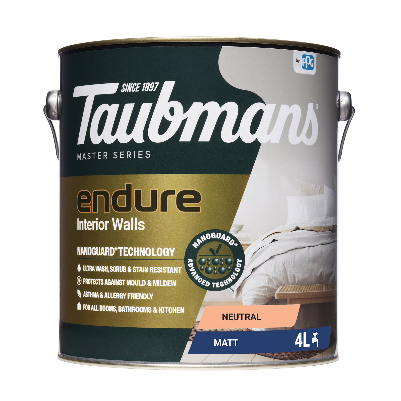 TAUBMANS Endure 4L Neutral Matt Interior Walls Paint Water Based UV Resistant