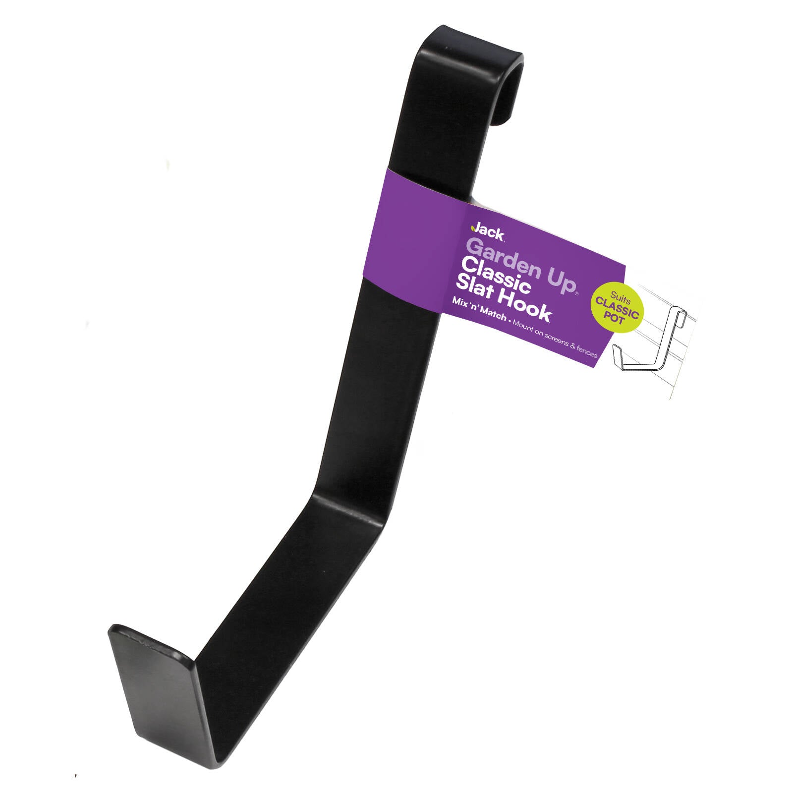 Jack Garden Up Classic Slat Hook - Black Steel Screen & Fence Mount