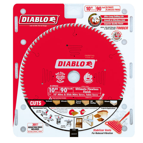 Diablo 254mm 90T Ultimate Flawless Finish Circular Saw Blade - 30mm Arbor for Fine Trim
