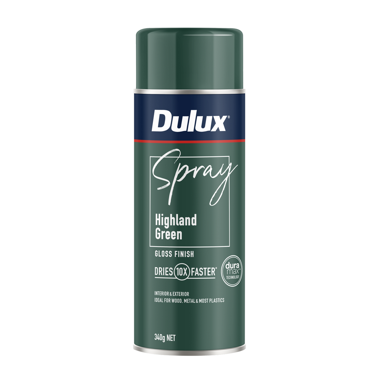 Dulux Spray Paint 340g Gloss Highland Green - Fast Drying - Self Priming - SuperSaverAU - view 1