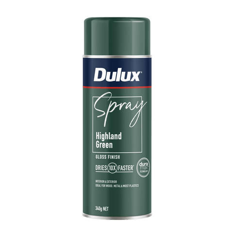 Dulux 340g Highland Green Gloss Spray Paint, Indoor, 2.2m2/L Coverage
