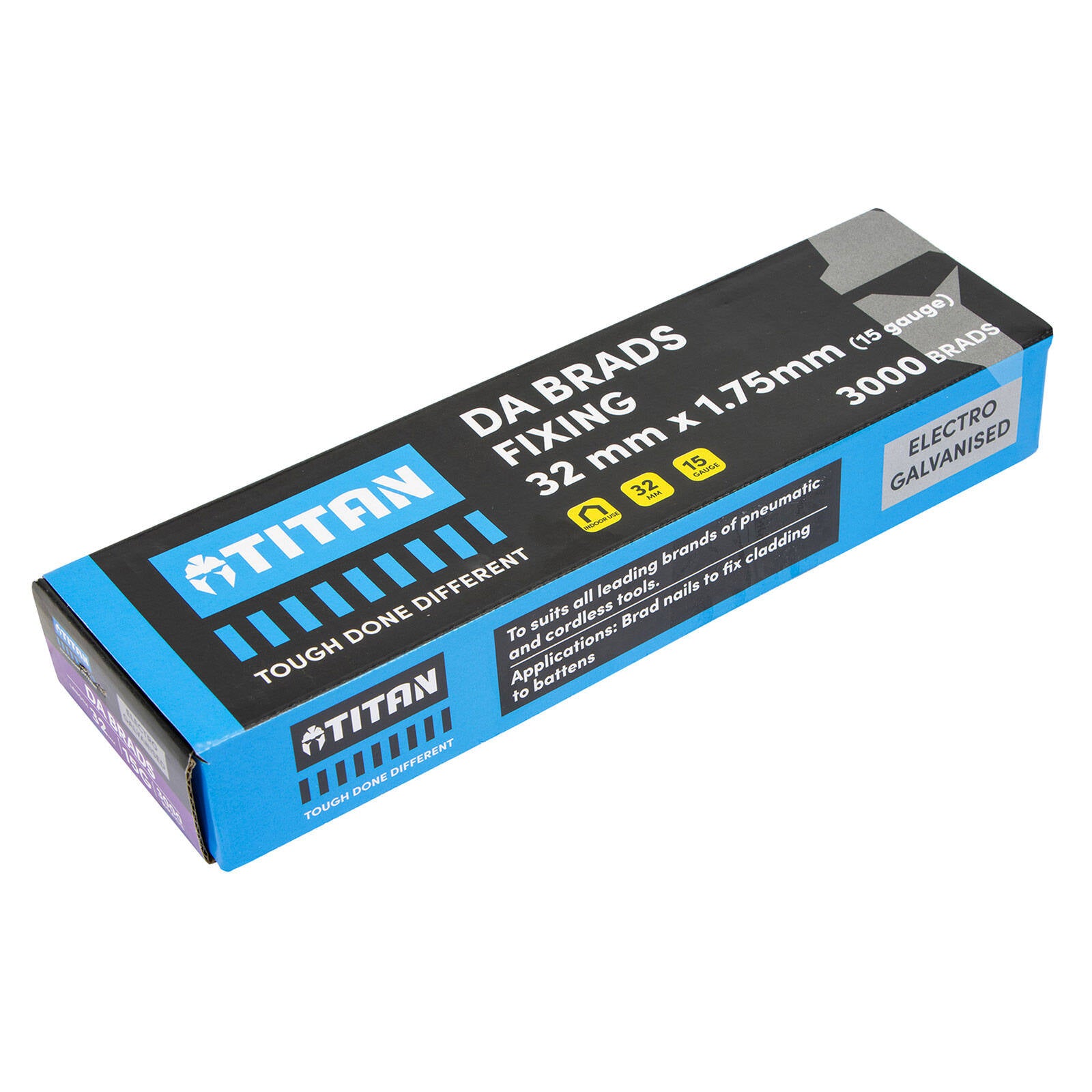Titan 32 x 1.75mm 15 Gauge Electro Galvanised 34 Degree Angled DA Brads - 3000 Pack