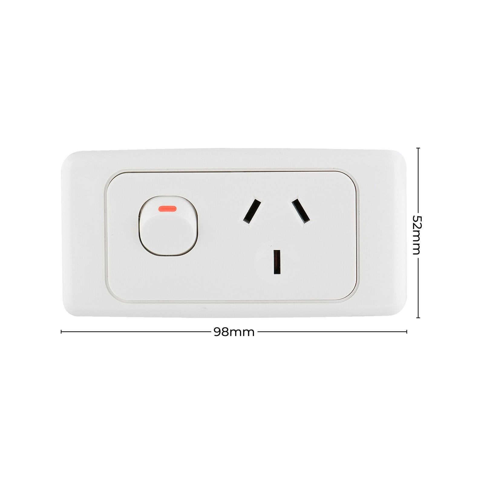 DETA Narrow Single Power Point White Polycarbonate 10A 250V Space Saving