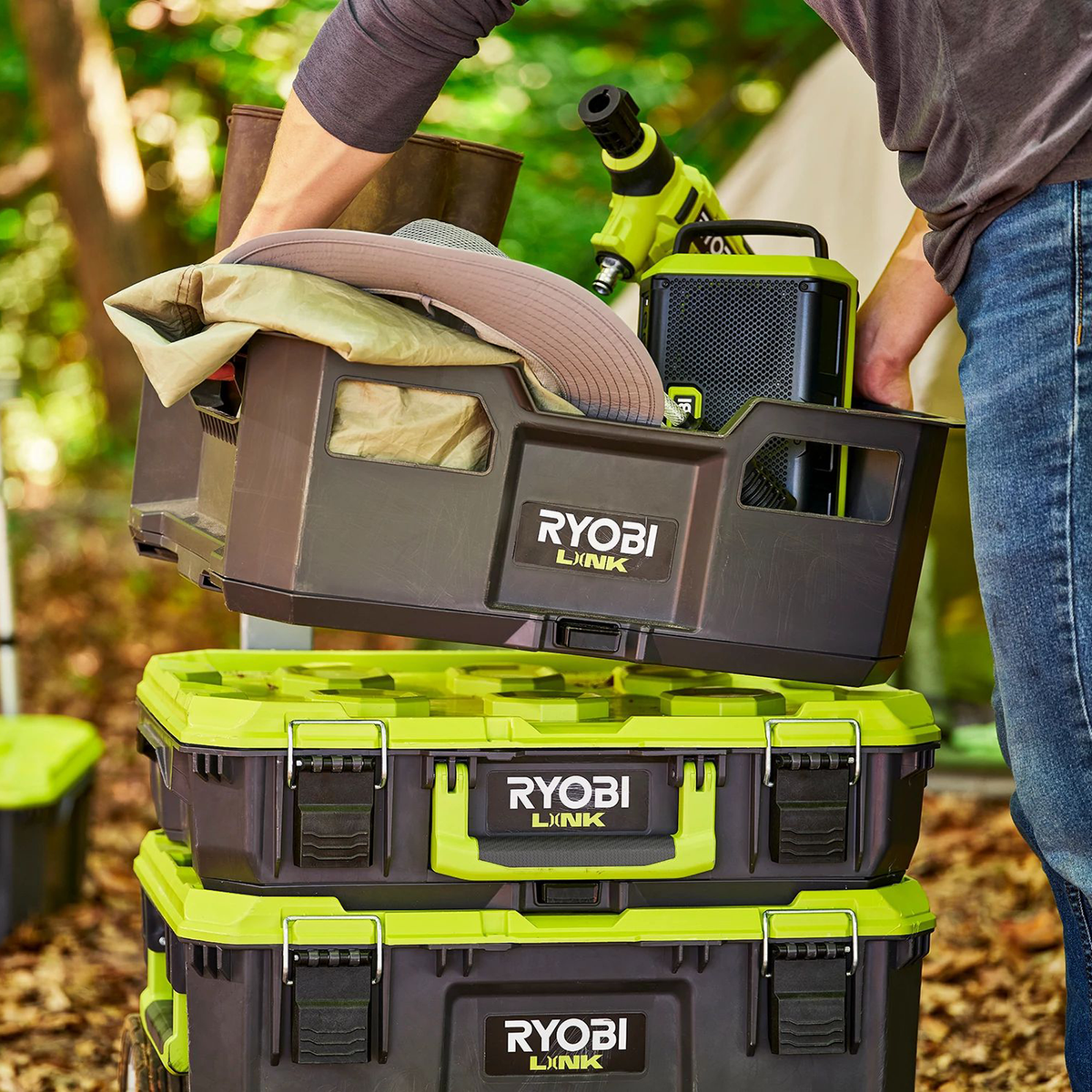 Ryobi Link Crate - Storage Solution 413mm x 203mm x 565mm - Impact-Resistant - SuperSaverAU - view 4