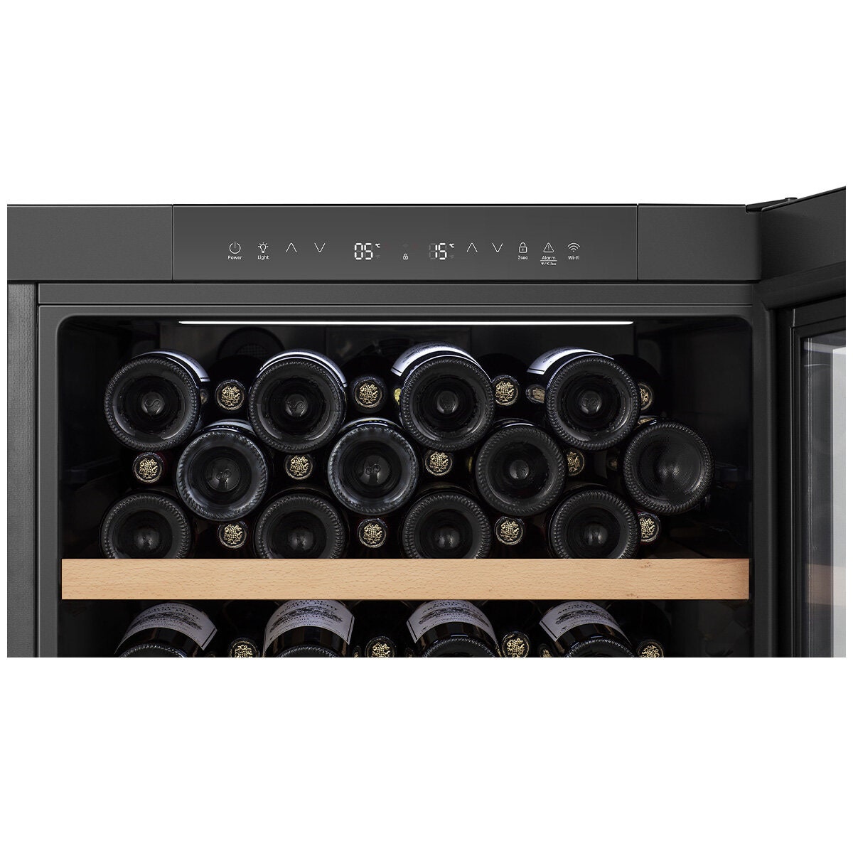 Hisense 108 Bottle Dual Zone Wine Cabinet - Black Glass - Triple Glazed - Frost Free - HRWC108B