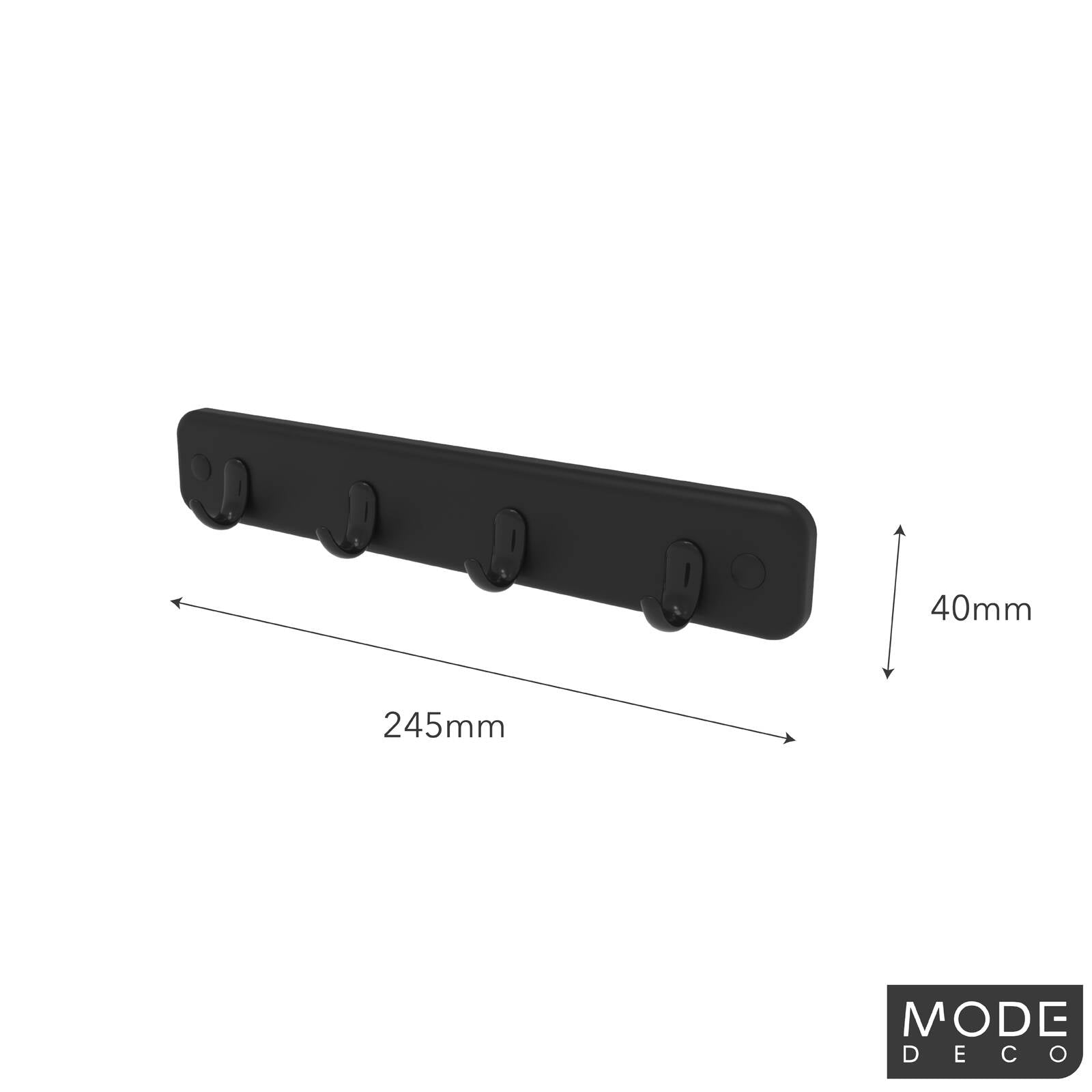 Mode 245mm Black Board Key Rack 4 Hooks