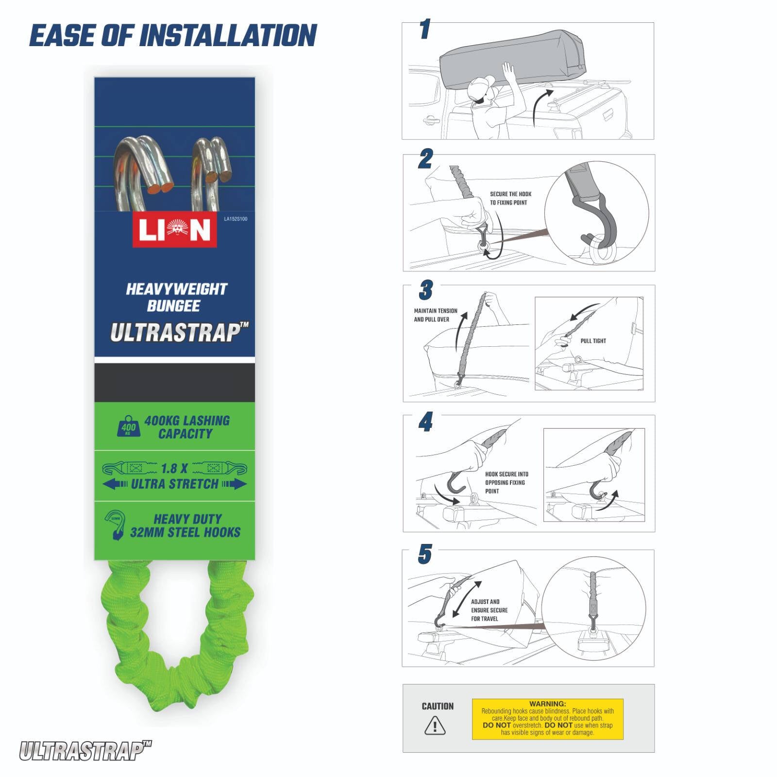 Lion 80 - 150cm Ultrastrap 400kg with Hook