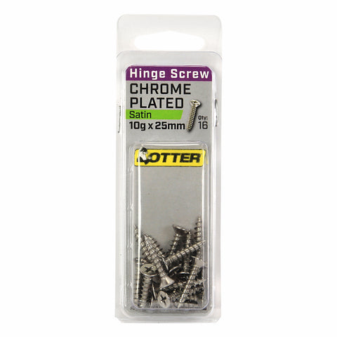 Otter 10 x 25mm Satin Chrome Hinge Screws Countersunk - 16 Pack