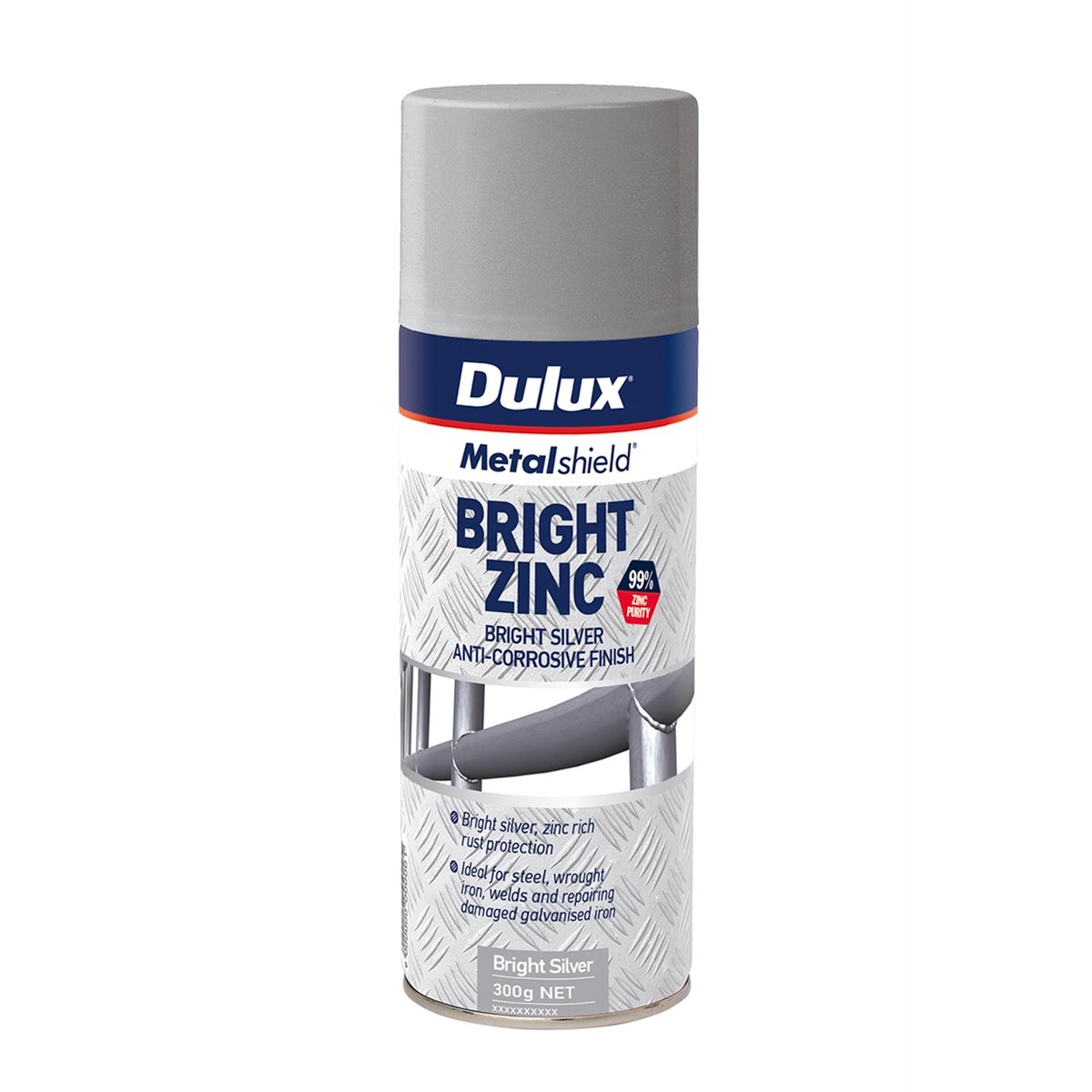 Dulux Metalshield 300g Bright Zinc Anti-Corrosive Spray Silver