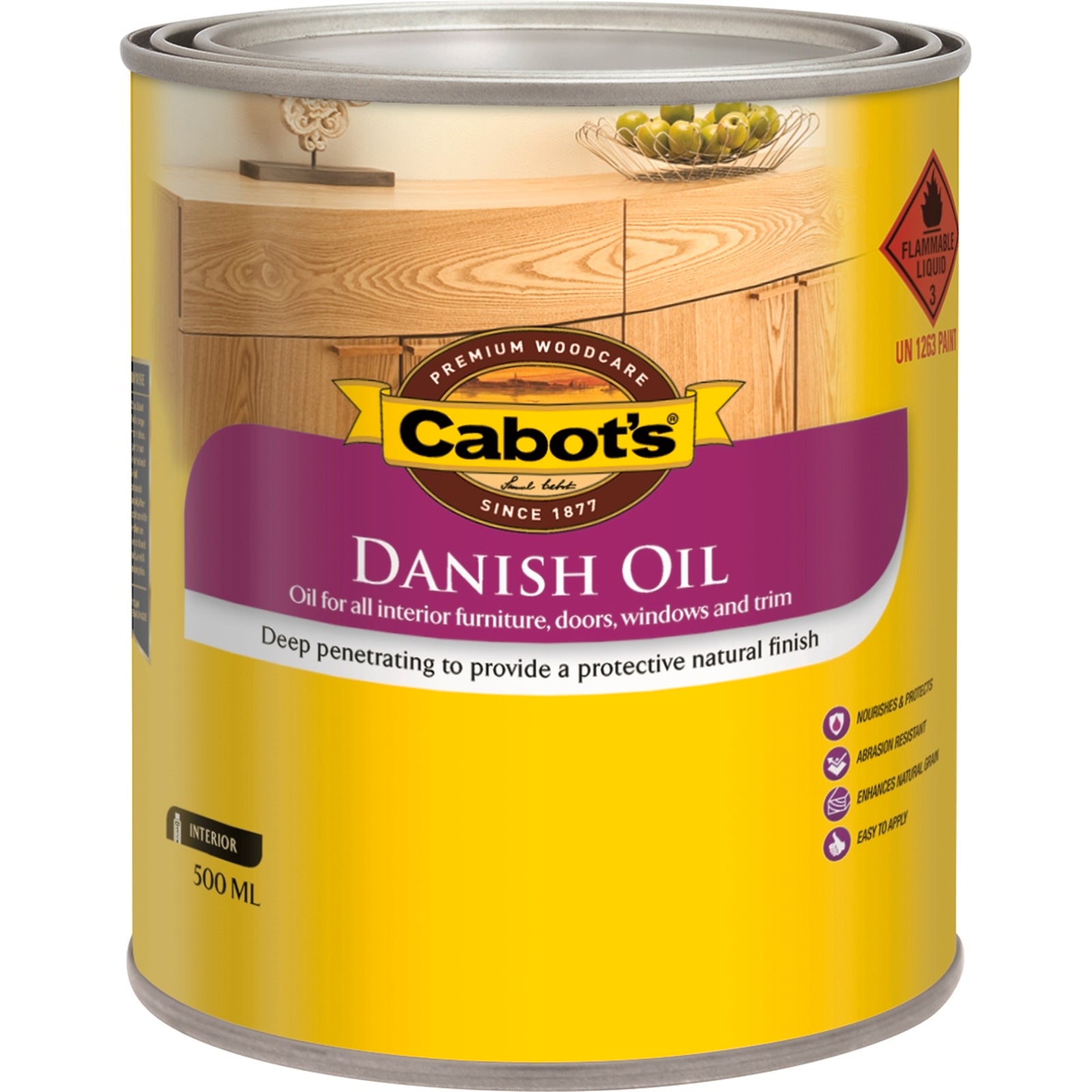 Cabot's 500ml Clear Danish Oil, Oil Based Penetrating Interior Timber Finish, Matt