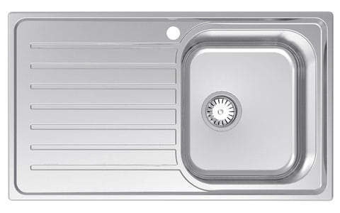 Abey Euronox single bowl 304 stainless steel topmount sink with left hand drainer - EUA100R