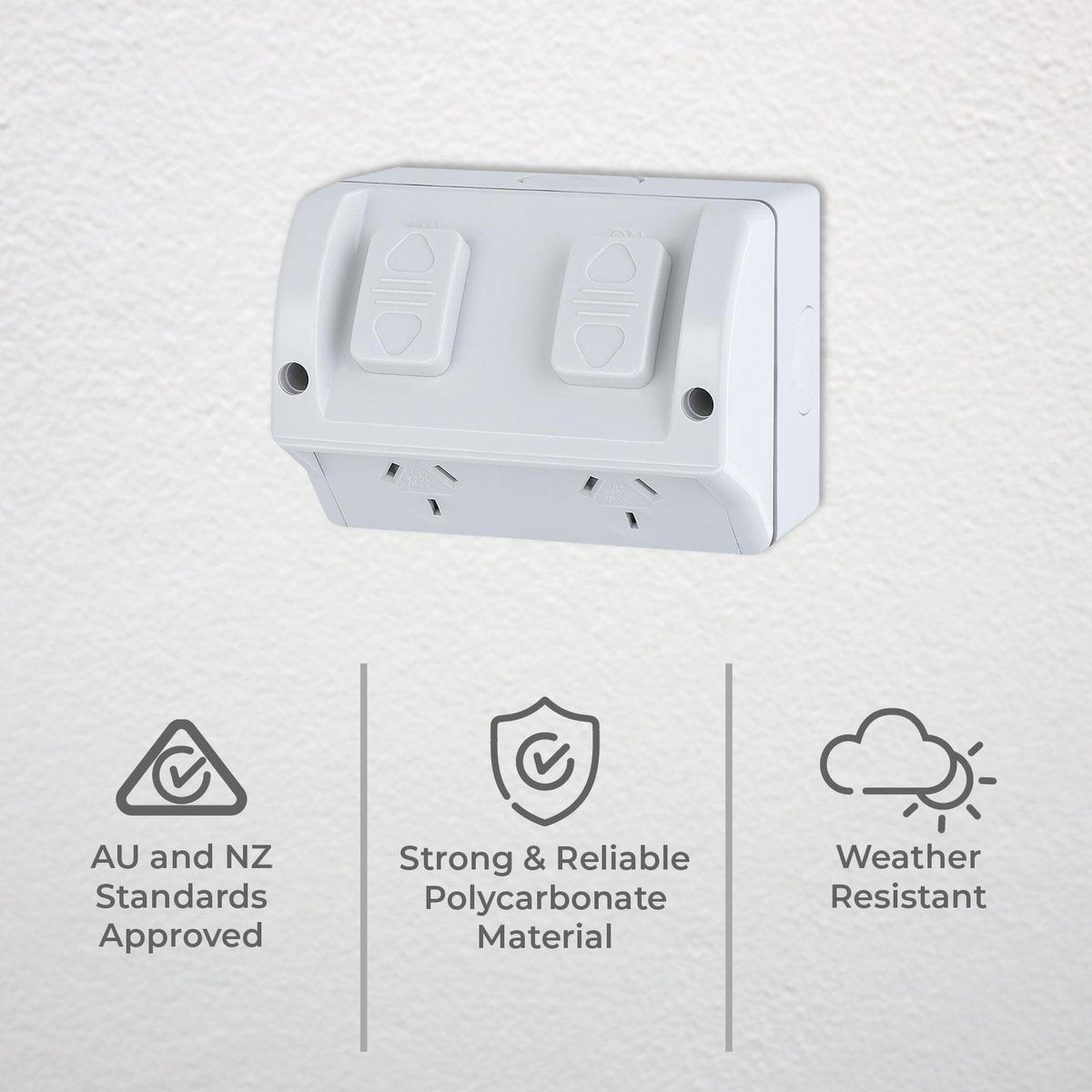 DETA Double Weatherproof Power Point - 4 Pack - Polycarbonate - IP53 Rated - SuperSaverAU - view 3