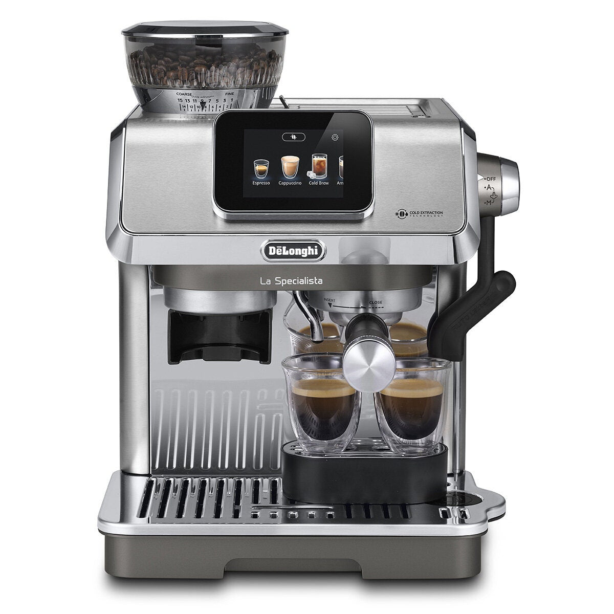 DeLonghi La Specialista Touch Manual Coffee Machine - Silver - 3.5-Inch Touch Display and 10 Recipes - EC9455M