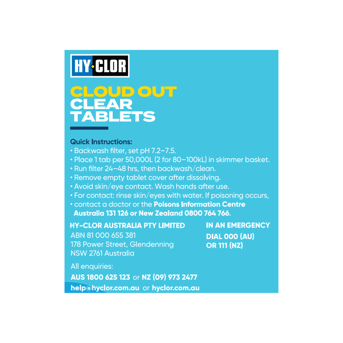 Hy-Clor Cloud Out Tablets - 2 Pack - Aluminium Sulphate - Fine Filtration - SuperSaverAU - view 3