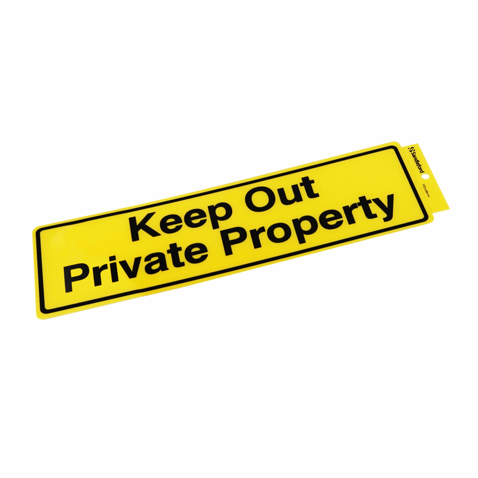 Sandleford 330 x 95mm Keep Out Private Property Self Adhesive Sign - Yellow/Black