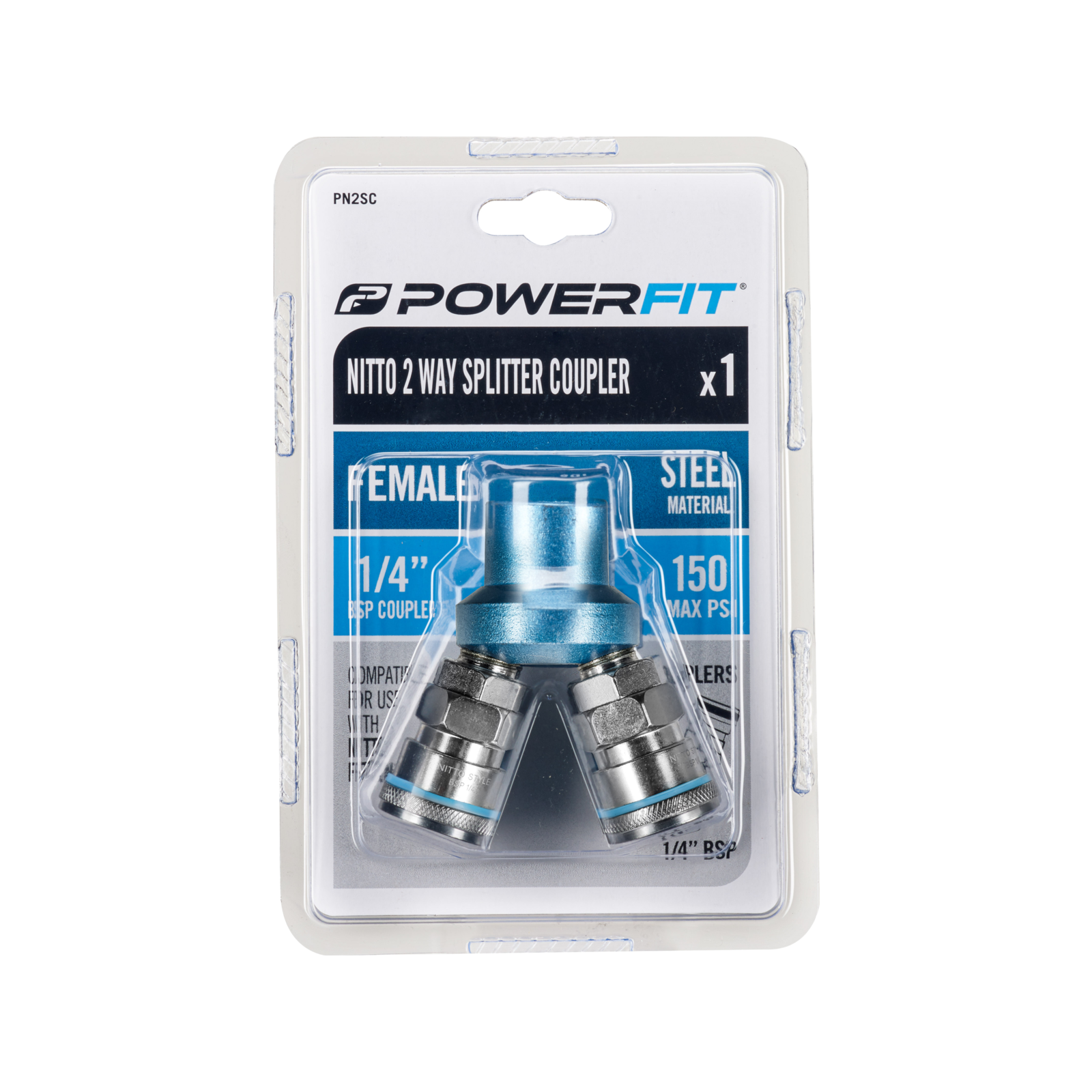 Powerfit Nitto Style 1/4" Female 2-Way Splitter Coupler PN2SC