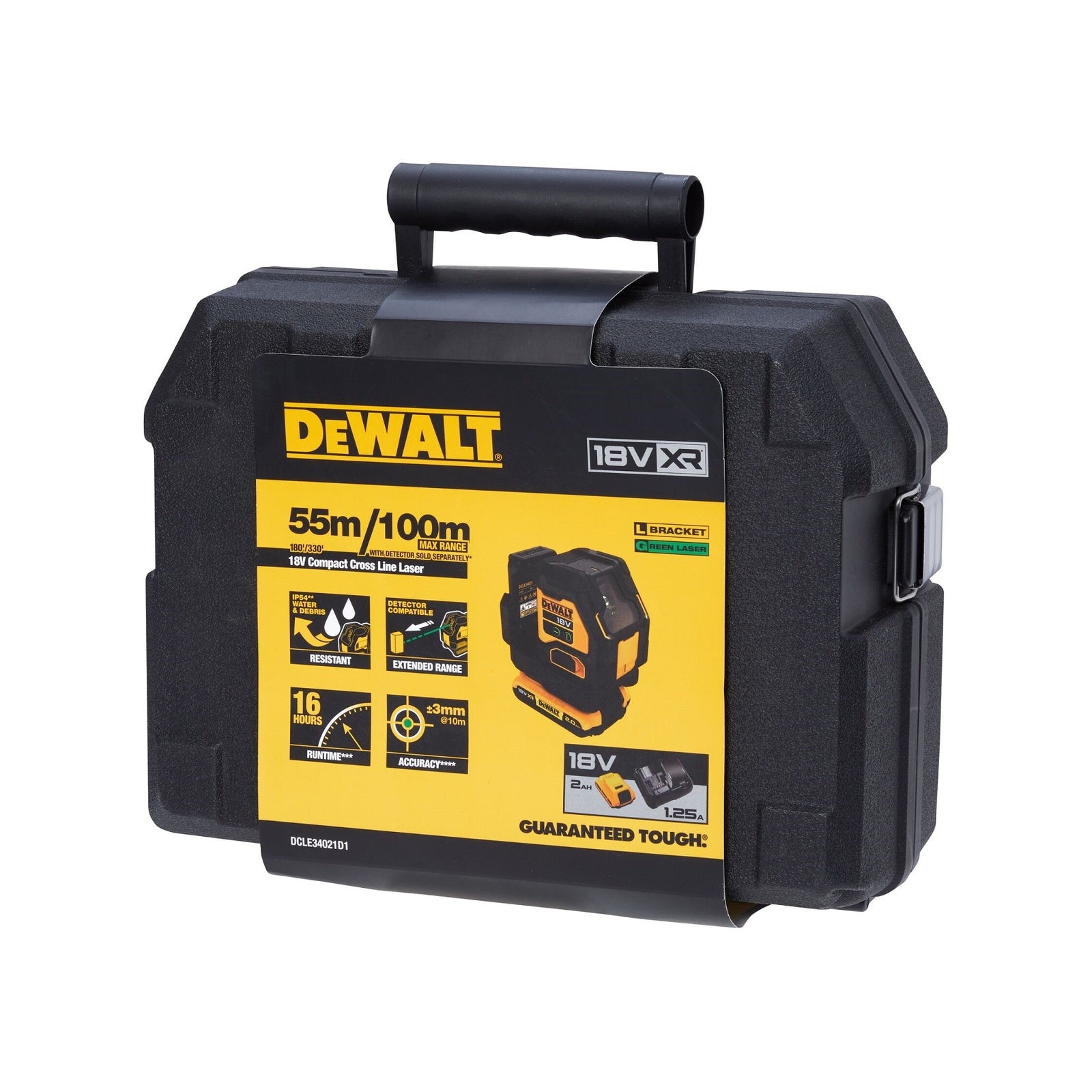 DeWALT 18V XR Li-ion Compact Green Beam Cross Line Laser Kit DCLE34021D1-XE