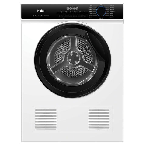 Haier 7kg Sensor Vented Dryer - 15 Programs, Reverse Tumble, Front or Rear Venting, White - HDV70AWW1