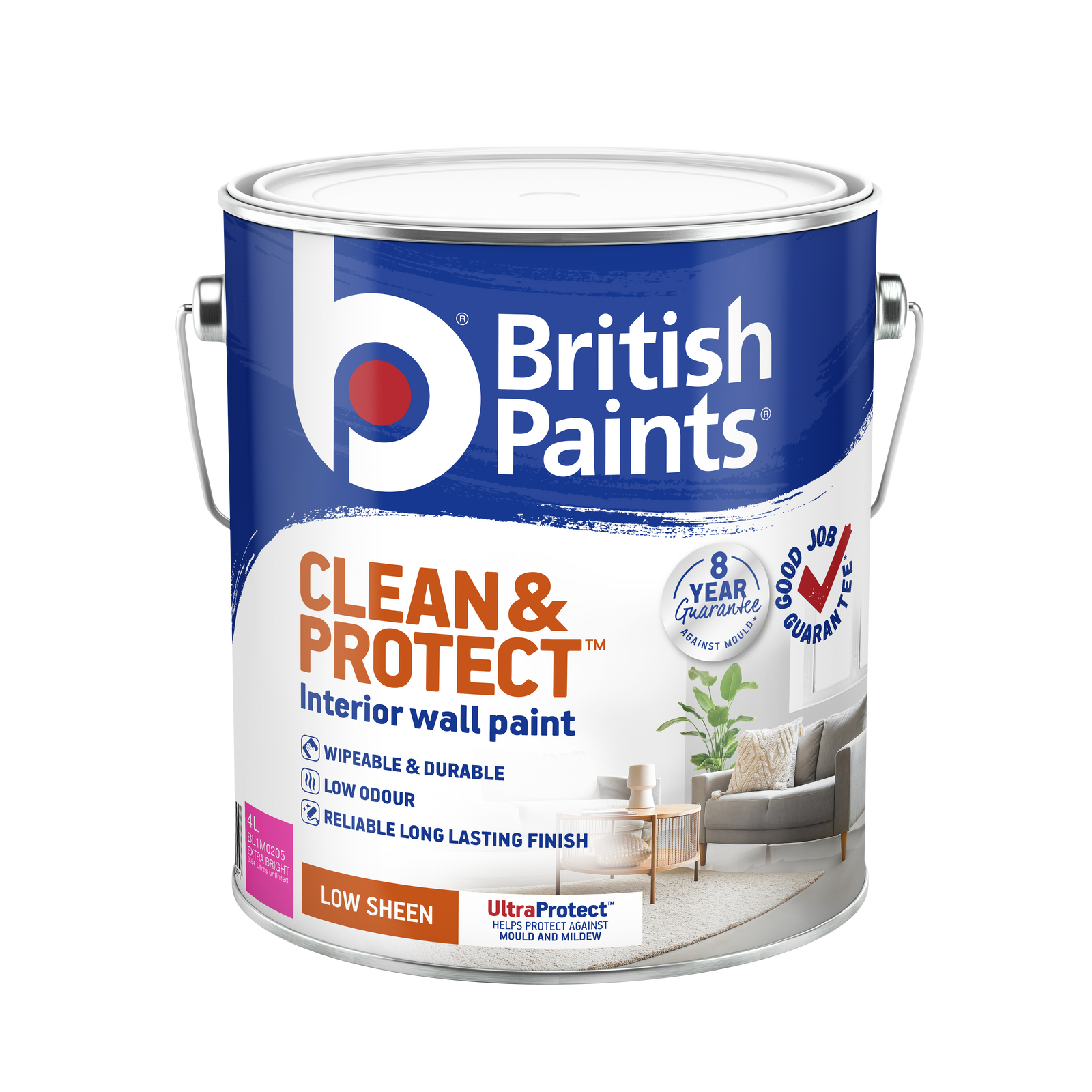 British Paints Extra Bright Clean & Protect Low Sheen Interior Paint 4L