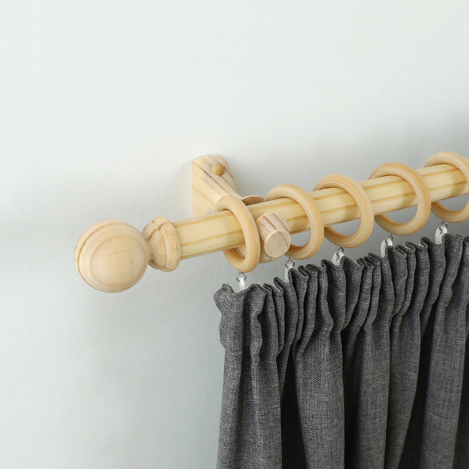 Windoware 35mm Natural Wood Pole Curtain Rings - 5 Pack