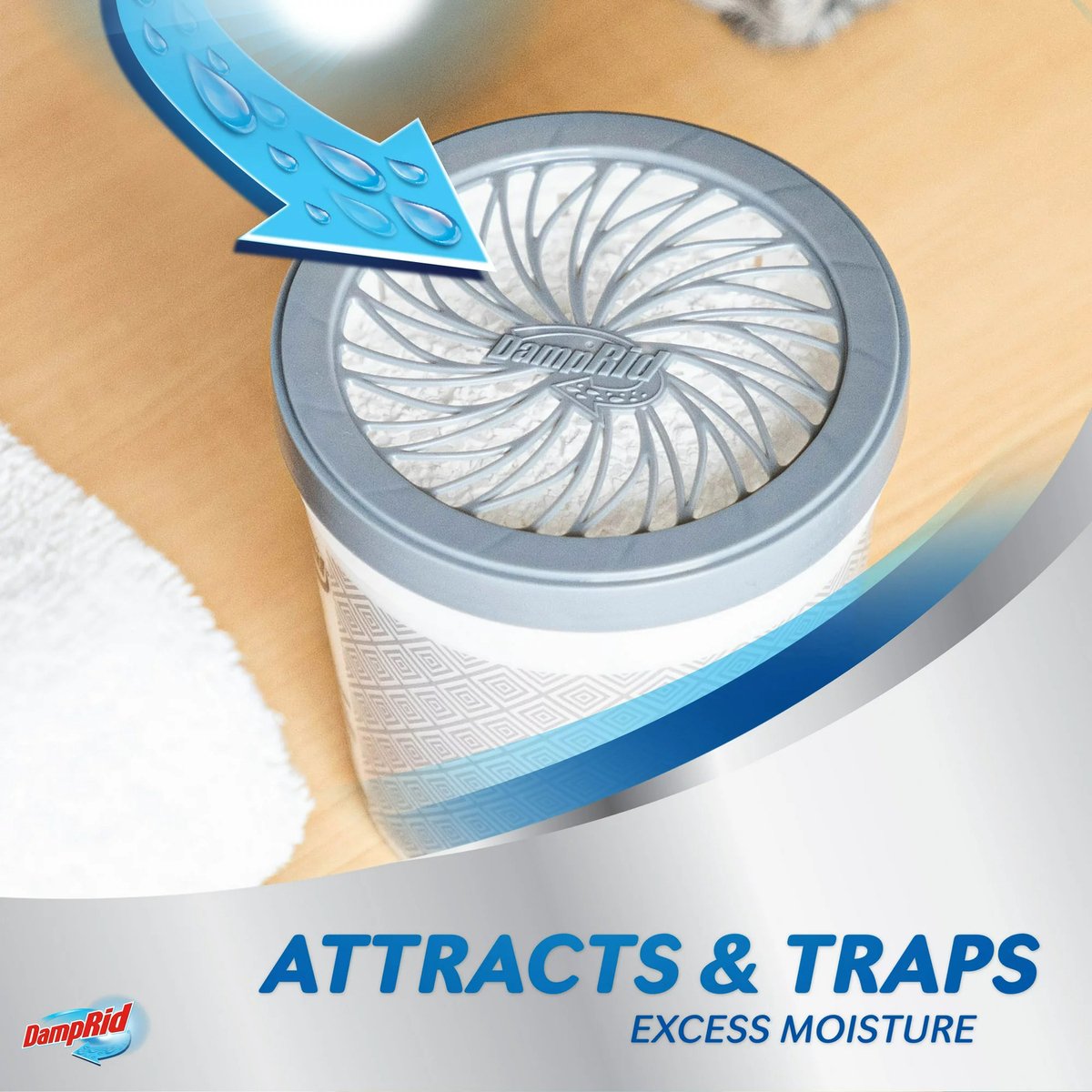 DampRid 311g Refillable Moisture Absorber, Calcium Chloride Crystals, Odourless, Prevents Mould & Mildew