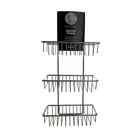 Barelli Over Screen Shower Caddy Chrome 3 Shelf with Hooks, No Drilling