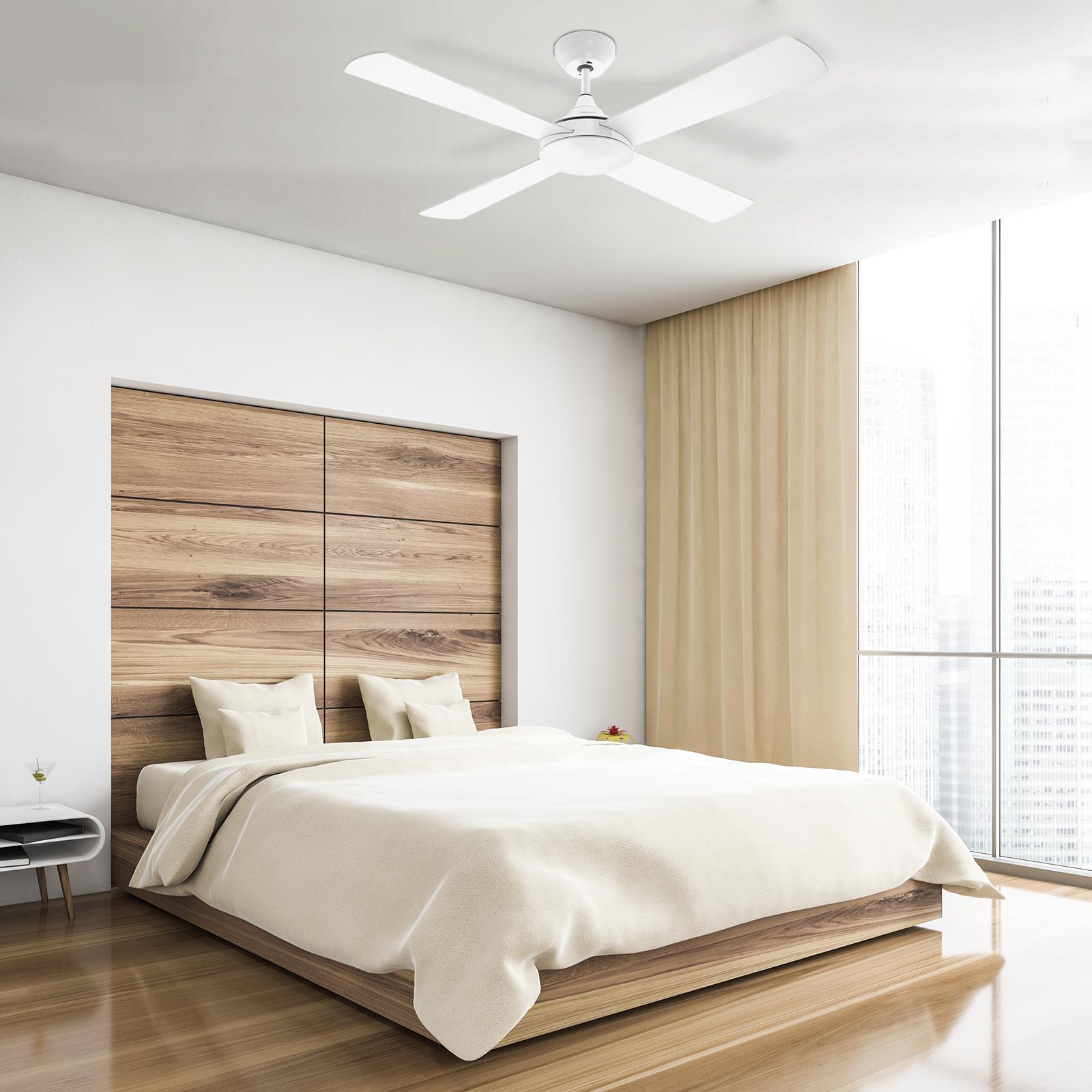 Arlec 130cm White Boston II 4 Blade Ceiling Fan - Remote, 6 Speed, 25W DC, DCF5241