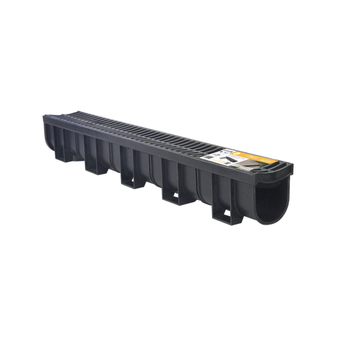 Everhard EasyDRAIN 1m Polymer Grate and Channel, Black UV Stabilised Push-Connect Drain