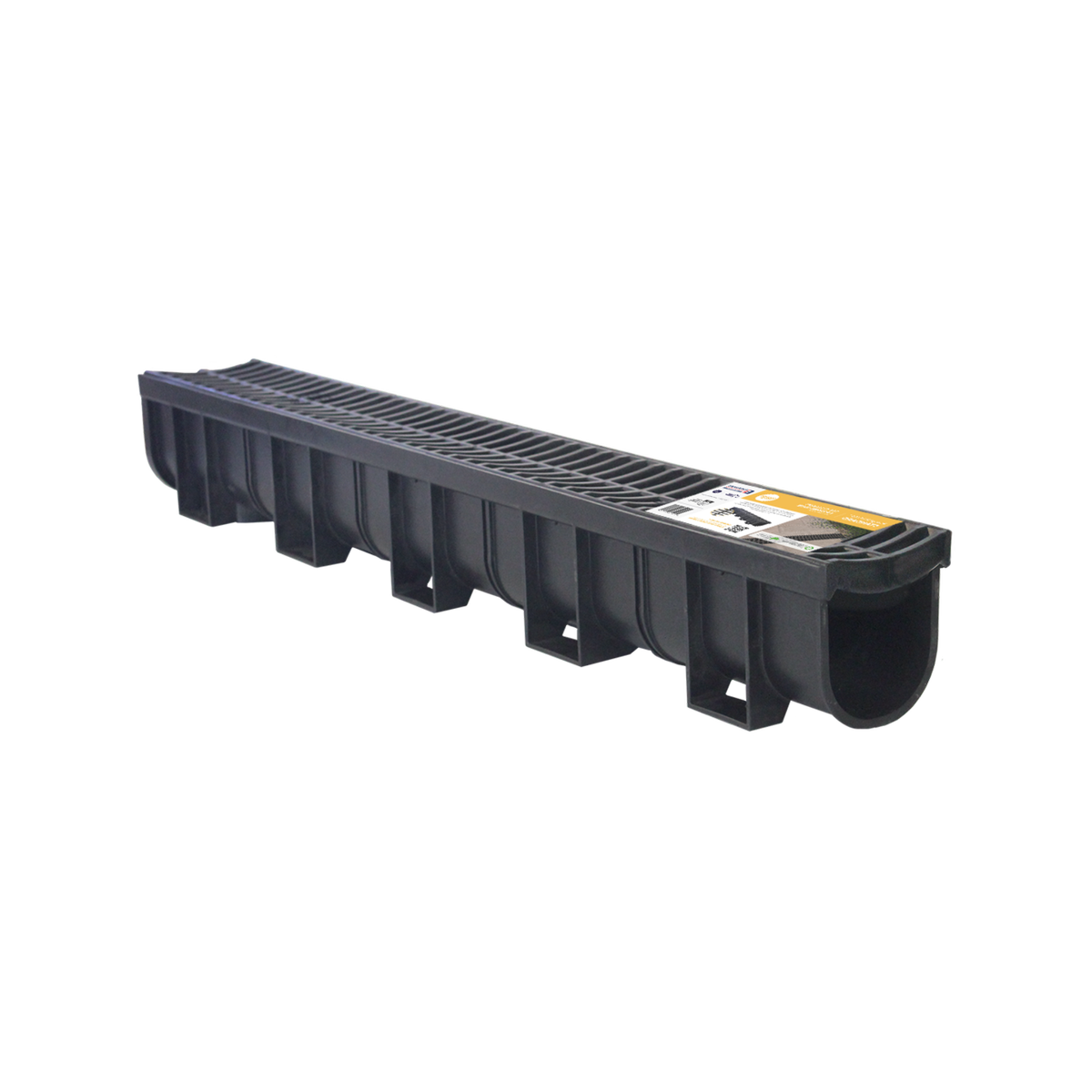 Everhard EasyDRAIN 1m Polymer Grate and Channel, Black UV Stabilised Push-Connect Drain
