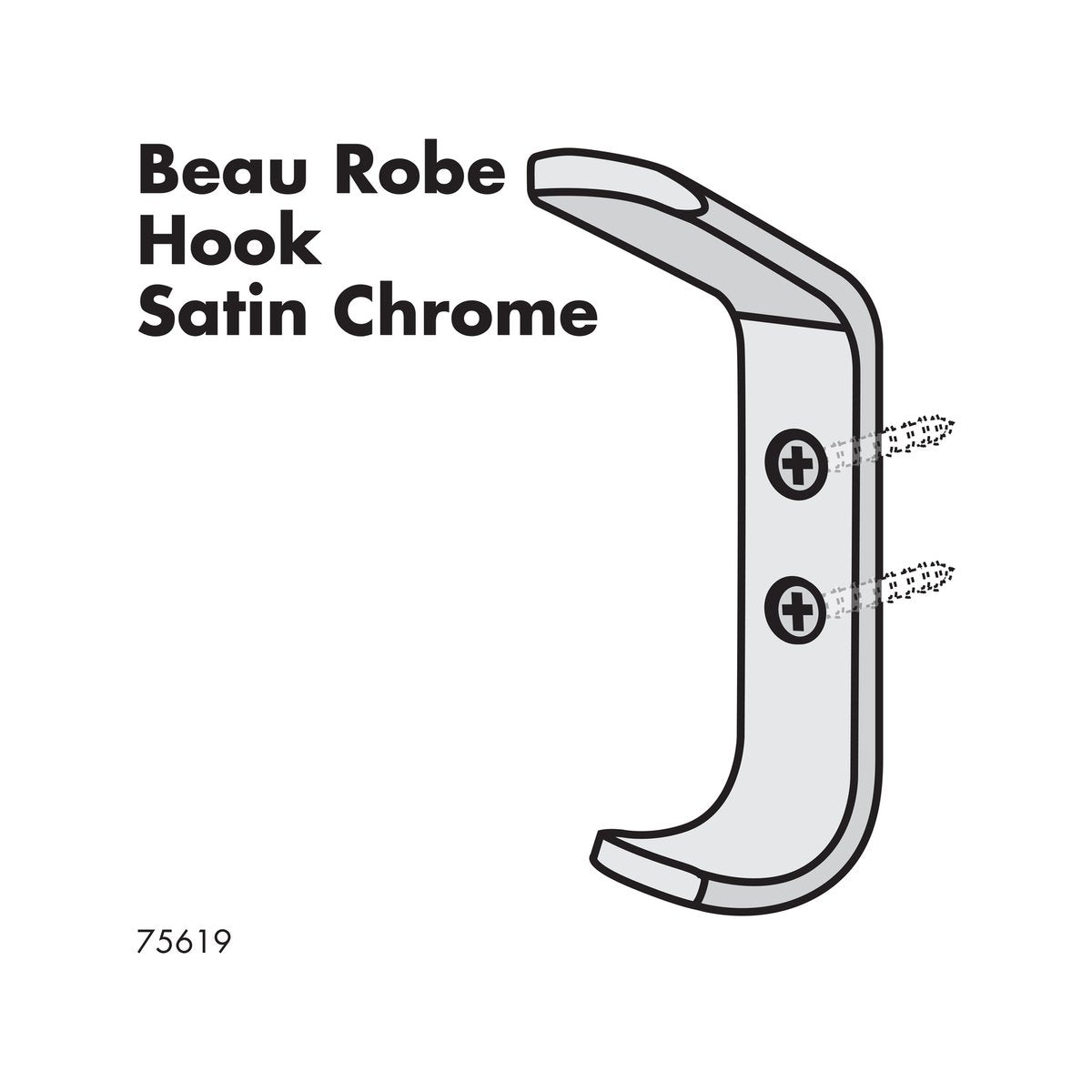 Adoored Double Beau Deco Hook 100mm Zinc Alloy - Satin Chrome