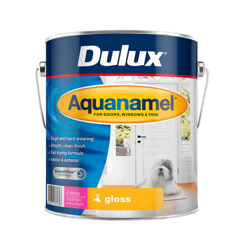 Dulux Aquanamel 4L Extra Bright Base Gloss Enamel Paint - Water-Based, UV Resistant, Indoor & Outdoor