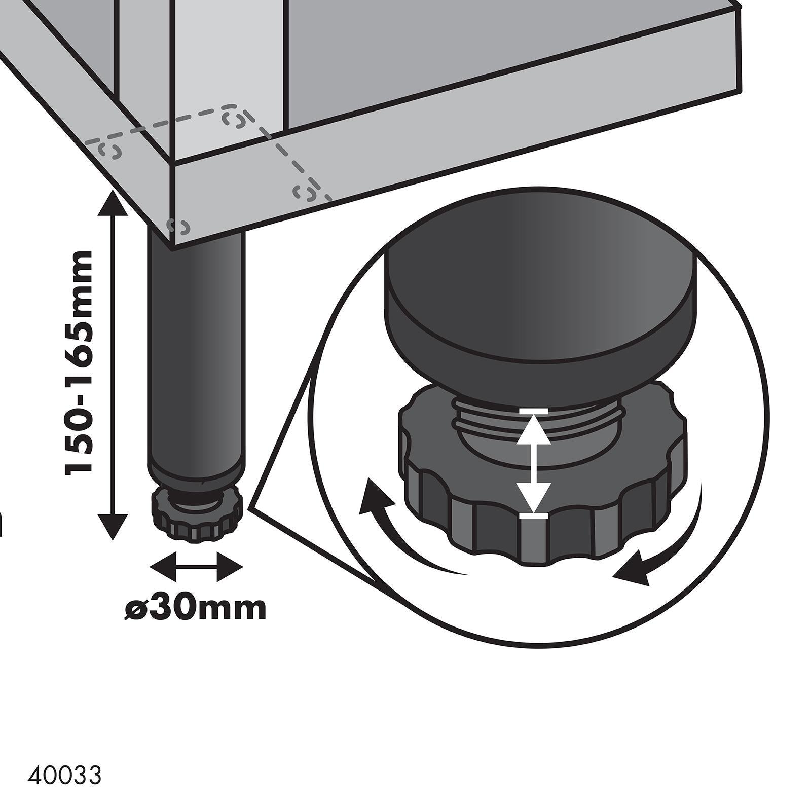 Adoored 30 x 150mm Steel Black Round Table Leg