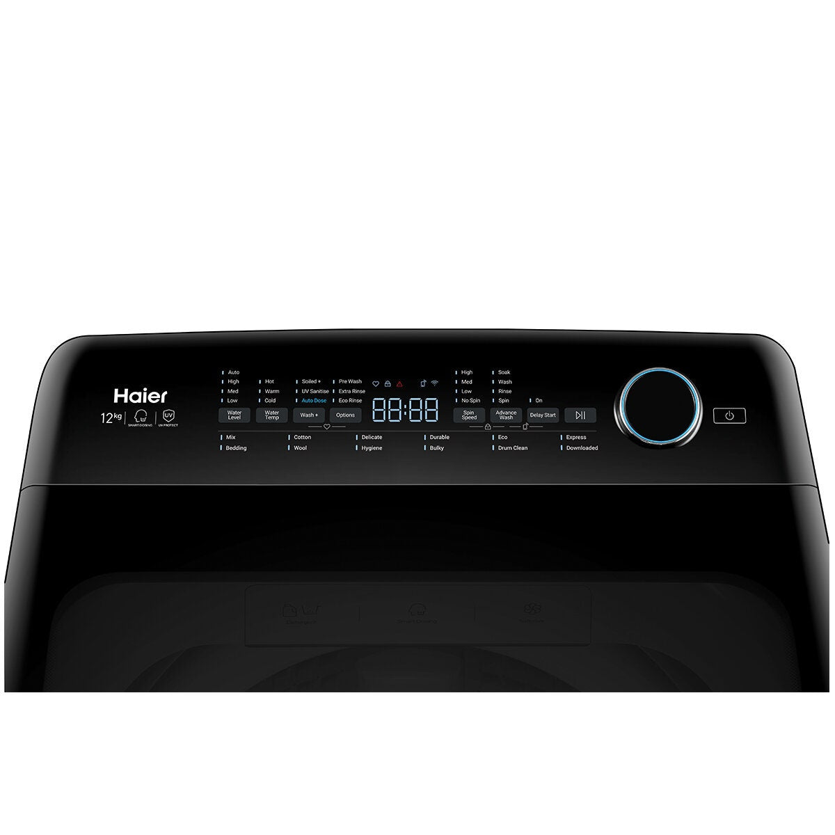 Haier 12kg Top Load Washing Machine - UV Sanitise, Smart Dosing, Direct Drive Motor - HWT12AD1