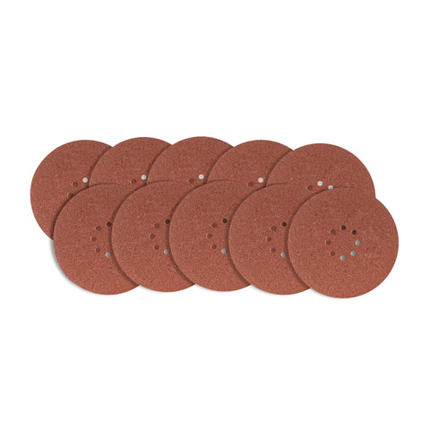 Craftright 225mm Sanding Discs Mixed Grit, Hook and Loop for Orbital & Drywall Sanders, 10 Pack