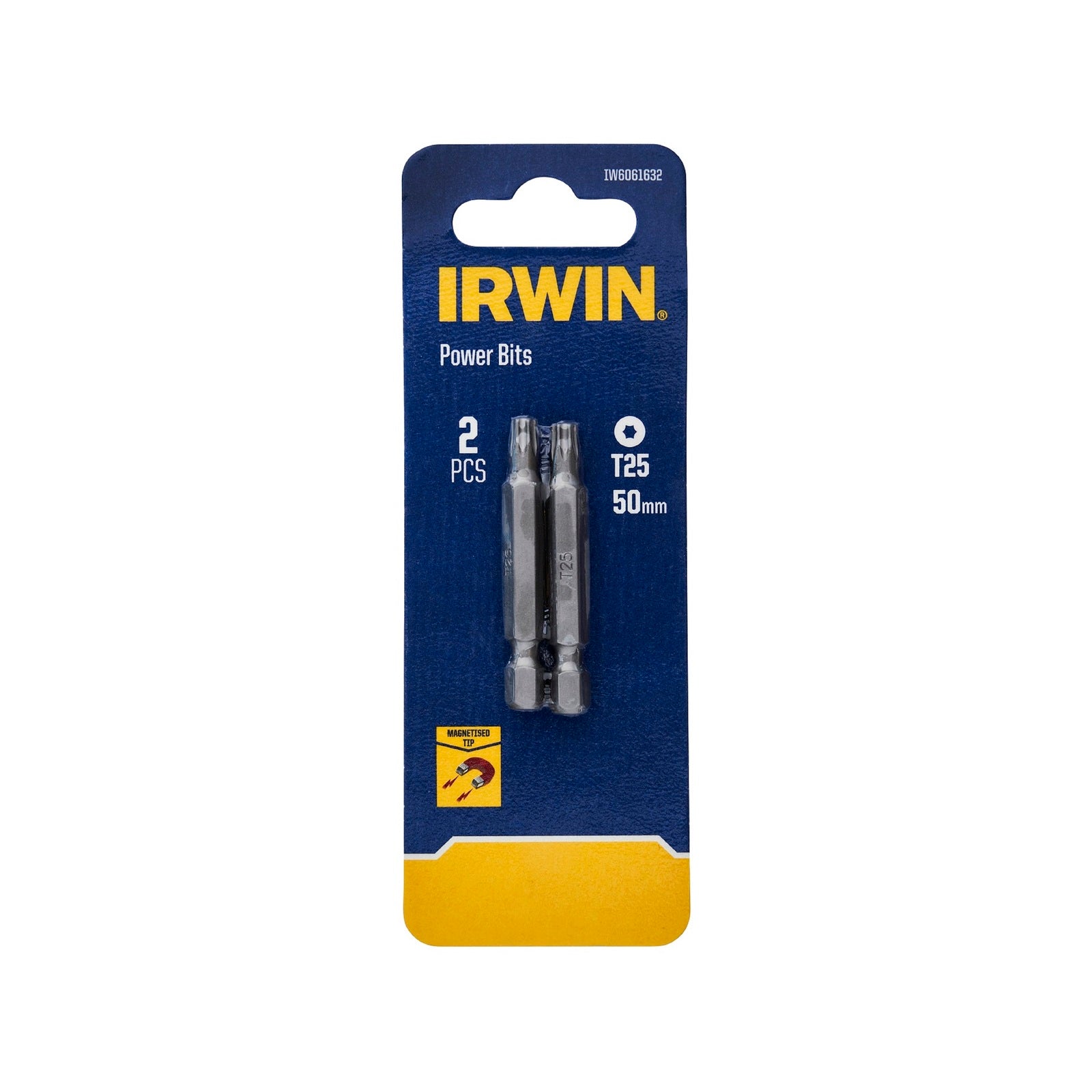 Irwin 50mm TX25 S2 Steel Power Bits 2 Pack, Magnetic Tip
