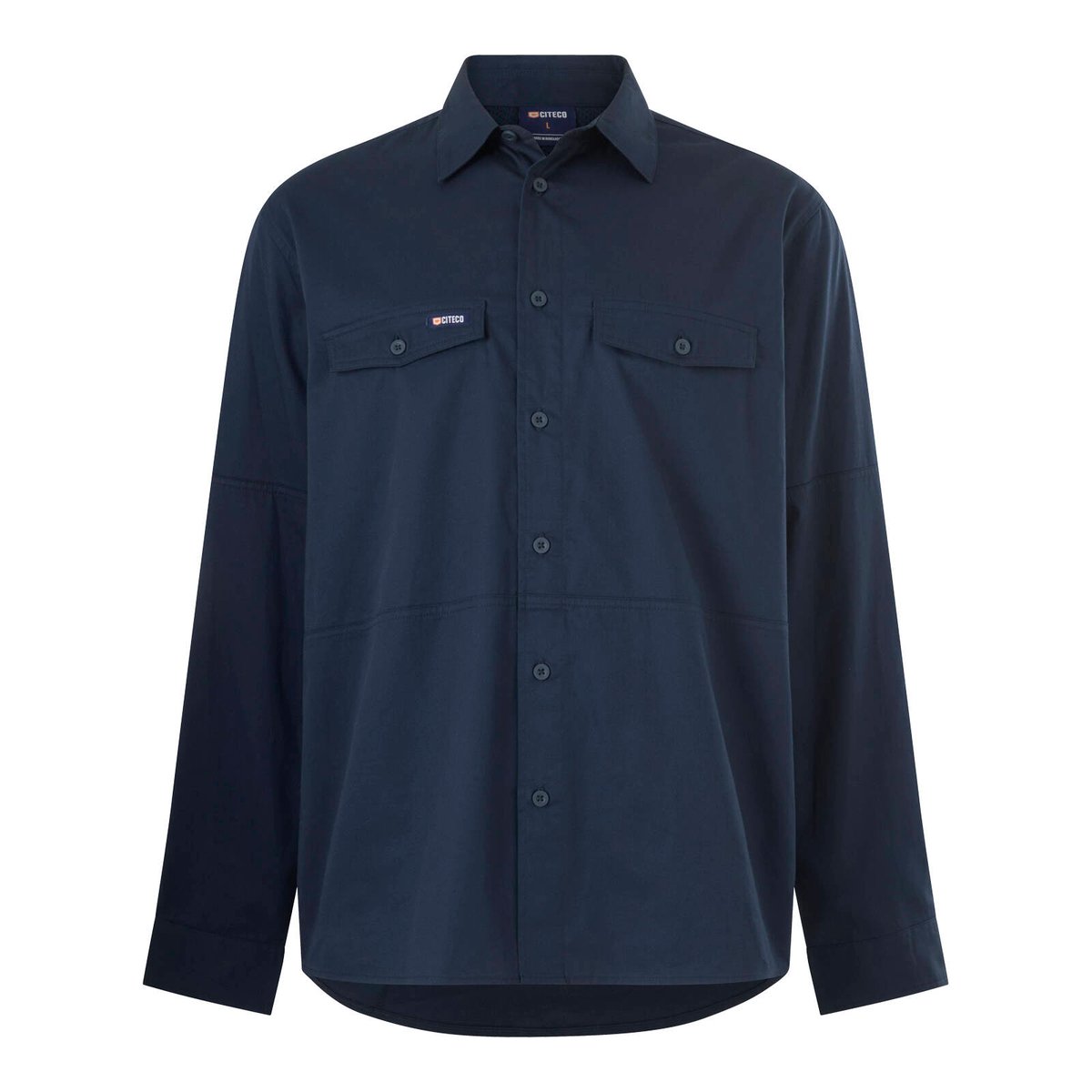 Citeco Navy Long Sleeve Work Shirt - 100% Cotton, Size S