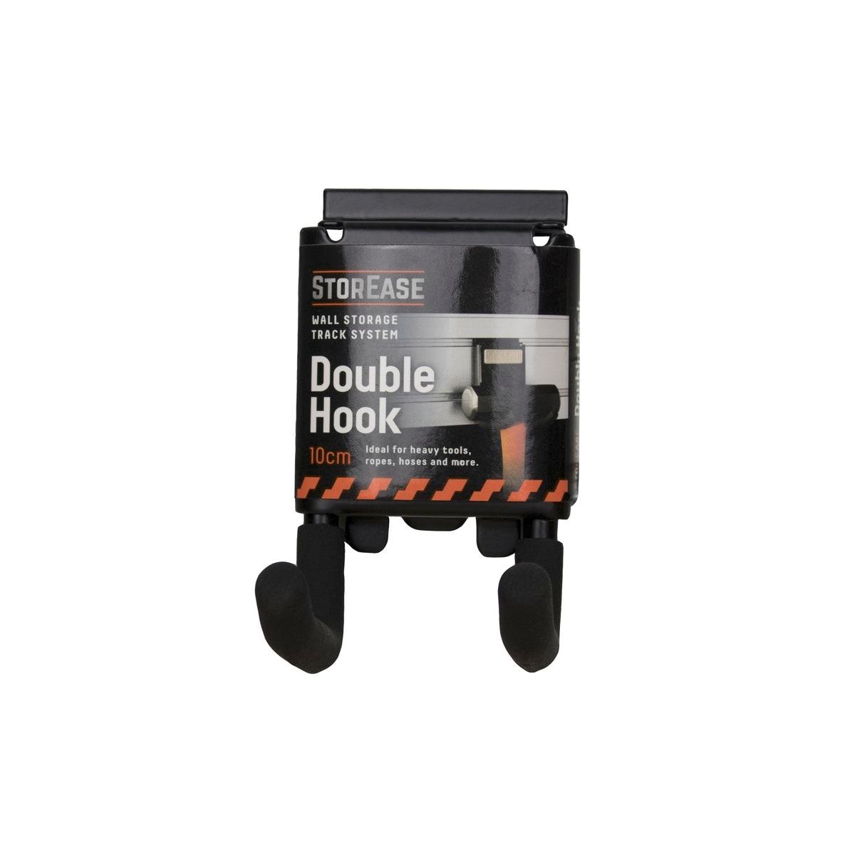 StorEase Double Hook 10cm Powder-Coated Steel Wall Track Storage Hook 12kg