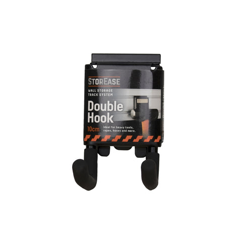 StorEase Double Hook 10cm Powder-Coated Steel Wall Track Storage Hook 12kg