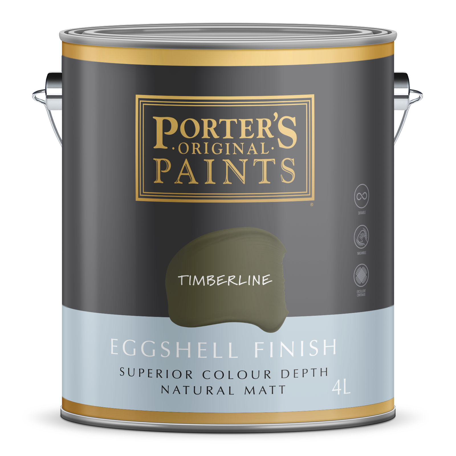 Porter's Paints Broadwall 4L Timberline Eggshell Washable Wall Paint