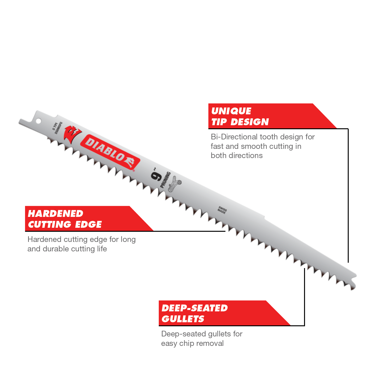 Diablo 9" Fleam Ground Reciprocating Saw Blades for Pruning, 5 Pack